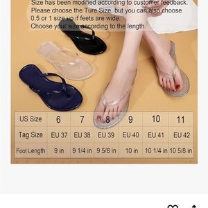 New! OMGard Black Flip Flops Jelly Thong Sandals Flats Size 6 (37)